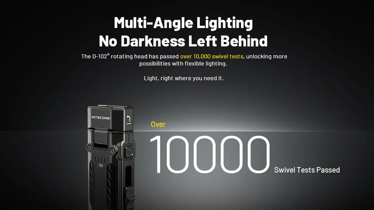 Nitecore EDC09 Swivel Head 1600 Lumen Rechargeable EDC Flat Flashlight - Image 5