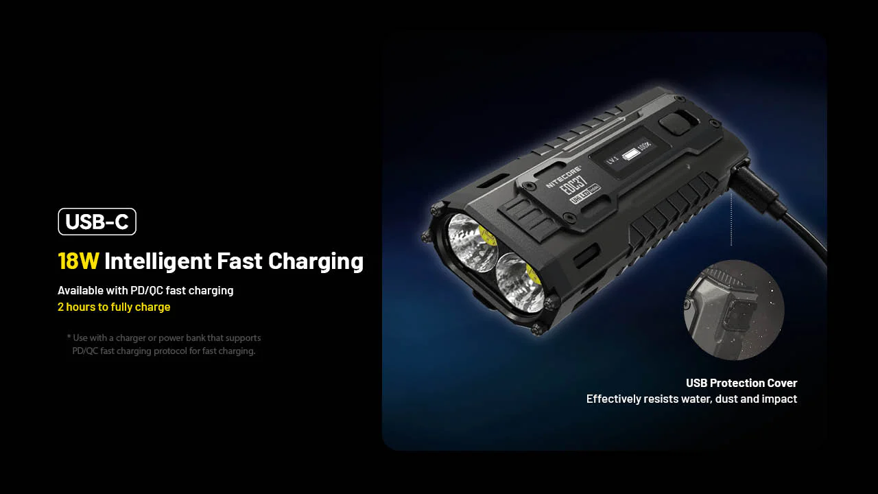 Nitecore EDC37 8000 Lumen USB-C Rechargeable Flat EDC Flashlight - Image 11