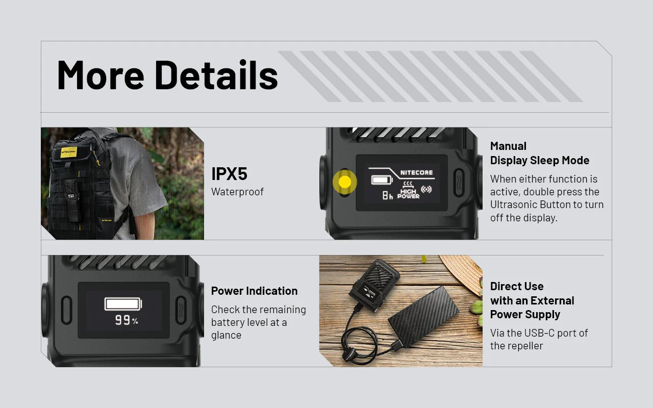Nitecore EMR25 Multipurpose 3-in-1 Mosquito Repeller with Ultrasonic function - Image 12