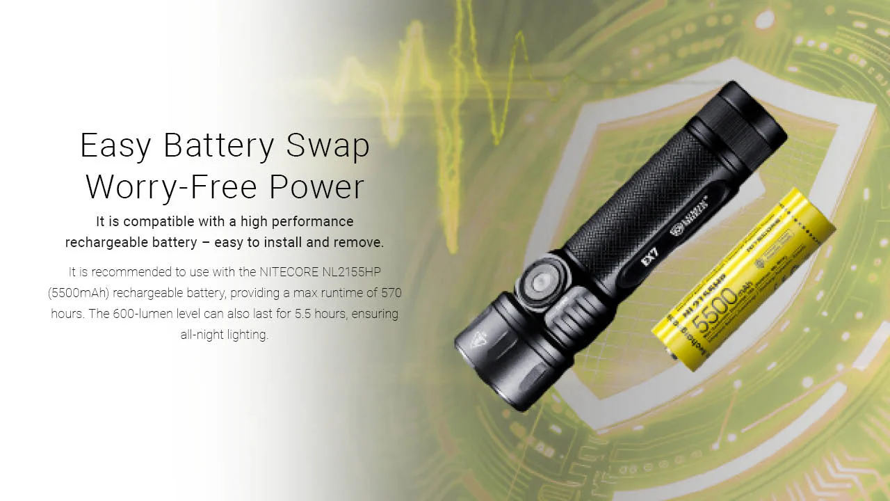 Nitecore EX7 6000 Lumen High Performance Rechargeable Flashlight - Image 8