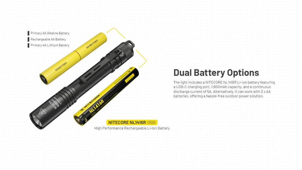 Nitecore MT2A Pro 1000 Lumen LED EDC Rechargeable Flashlight, Use 2x AA - Image 7