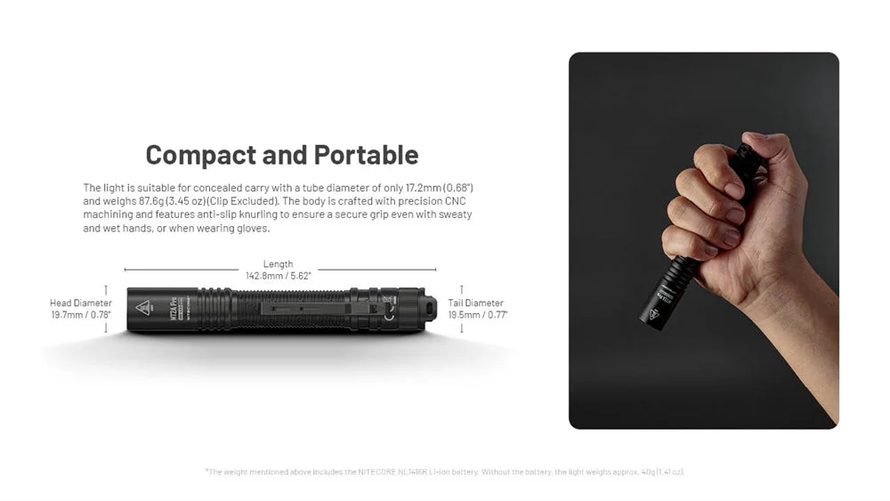 Nitecore MT2A Pro 1000 Lumen LED EDC Rechargeable Flashlight, Use 2x AA - Image 9