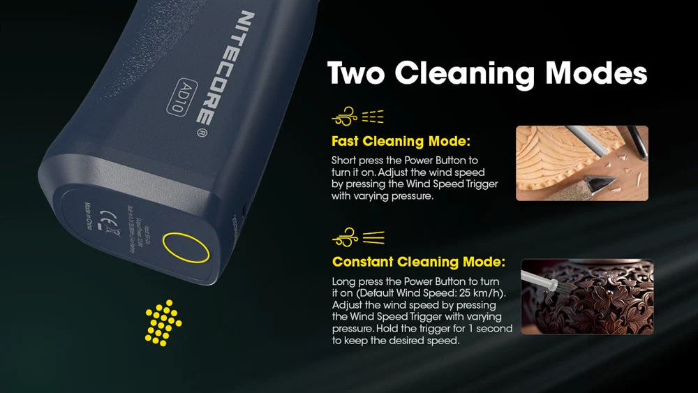 Nitecore AD10 Rechargeable Air Duster for Cameras and Electronics with Light - Image 6