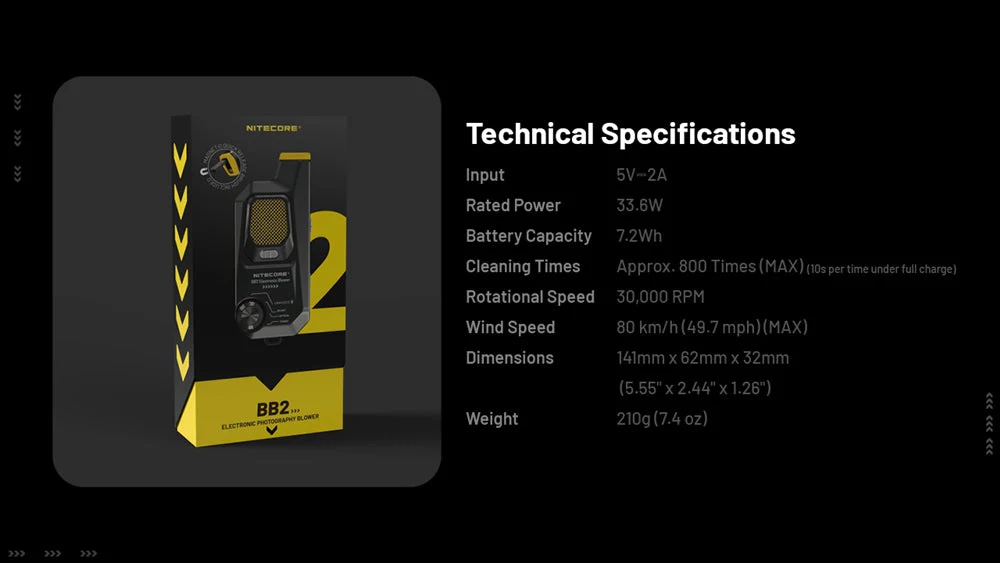Nitecore BB2 Rechargeable Air Duster for Cameras and Electronics - Image 12