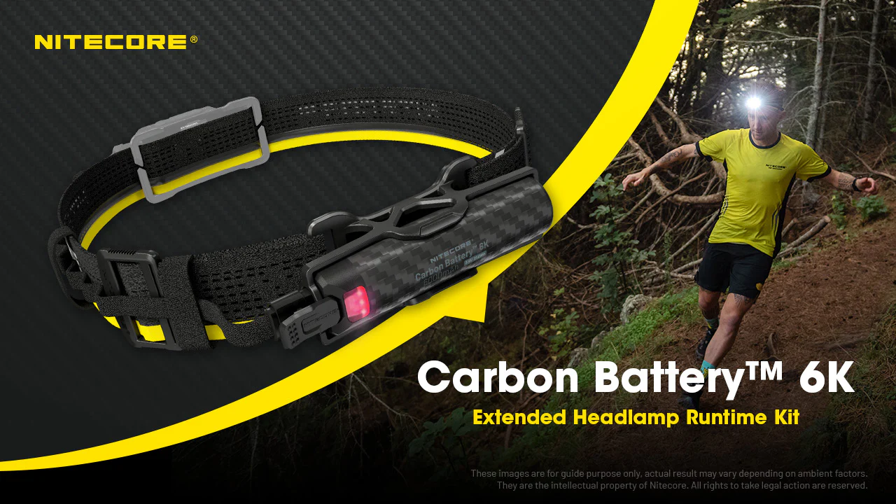 Nitecore Carbon Battery 6K Extended Headlamp Runtime Kit for NU43, NU45, NU53 and HC60 UHE, HC65 UHE, HC70 UHE, and HC75 UHE Headlamps - Image 2