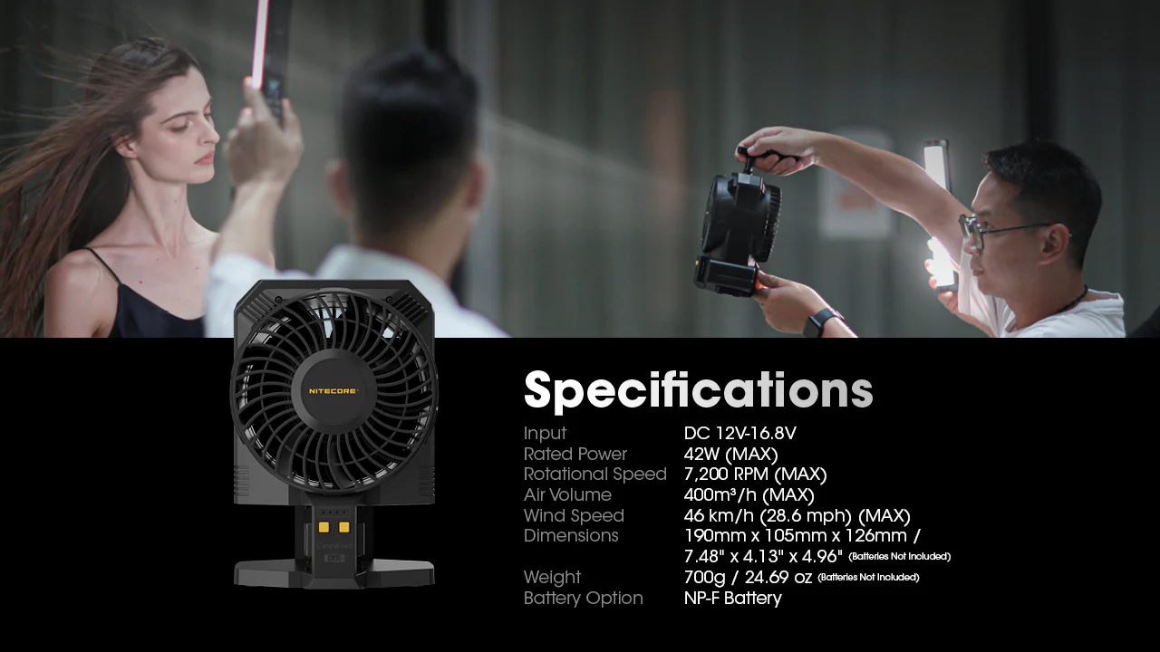 NITECORE CW30 Portable Cordless Photography Fan - Image 12
