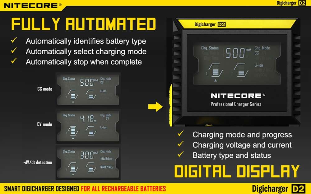 Nitecore D2 Digicharger Universal Charger 18650 RCR123A 17650 17670 14500 AA AAA - Image 3