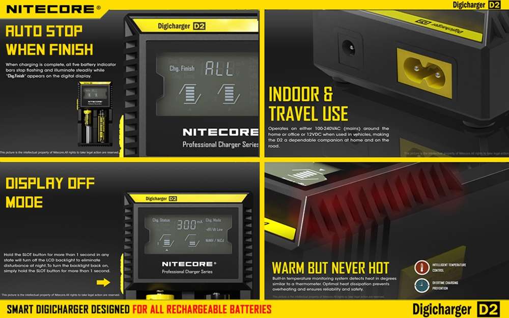 Nitecore D2 Digicharger Universal Charger 18650 RCR123A 17650 17670 14500 AA AAA - Image 5