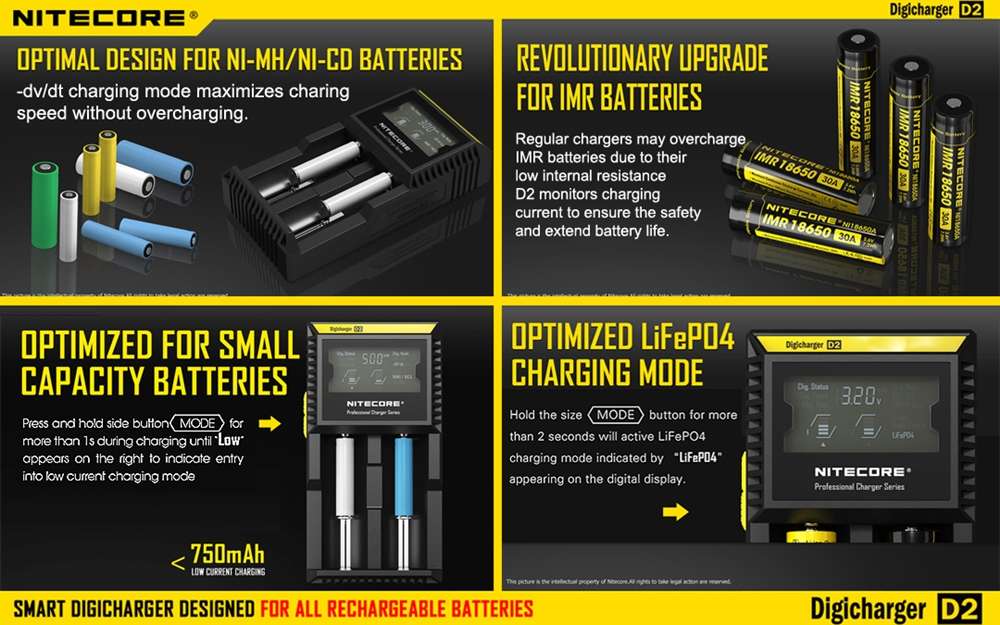 Nitecore D2 Digicharger Universal Charger 18650 RCR123A 17650 17670 14500 AA AAA - Image 6
