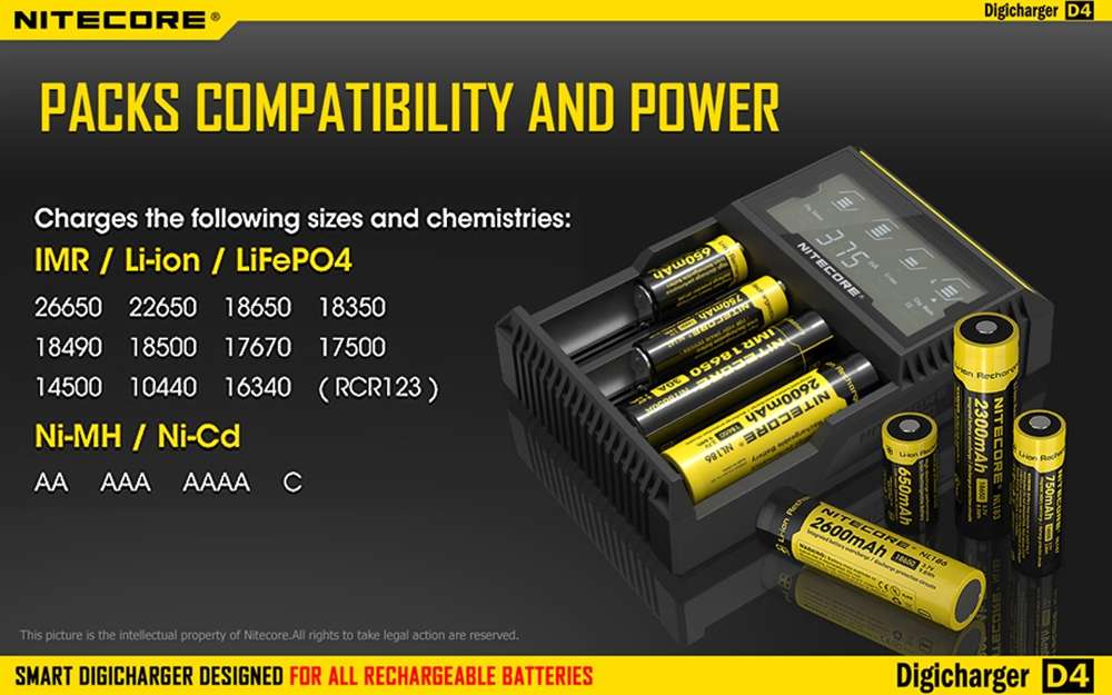 Nitecore D4 Digicharger Universal Charger 18650 RCR123A 17650 17670 14500 AA AAA - Image 2