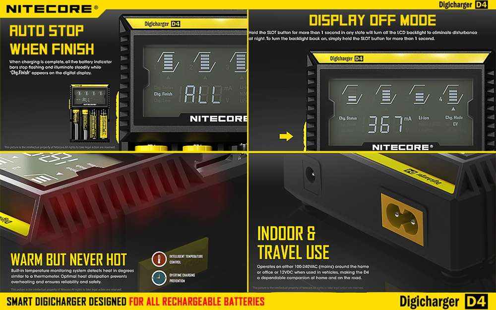 Nitecore D4 Digicharger Universal Charger 18650 RCR123A 17650 17670 14500 AA AAA - Image 5