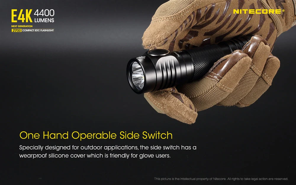 Nitecore E4K 4400 Lumen EDC Flashlight, with 5000mAh USB-C Rechargeable Battery - Image 5