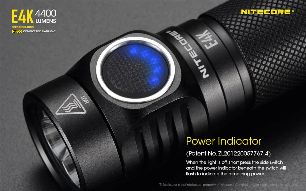 Nitecore E4K 4400 Lumen EDC Flashlight, with 5000mAh USB-C Rechargeable Battery - Image 8