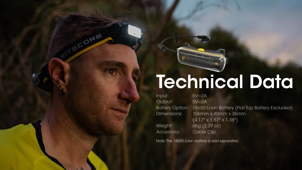 Nitecore Extension Battery Case for NU40, NU43, NU50, NU53, and HC65 UHE Headlamps - Image 11