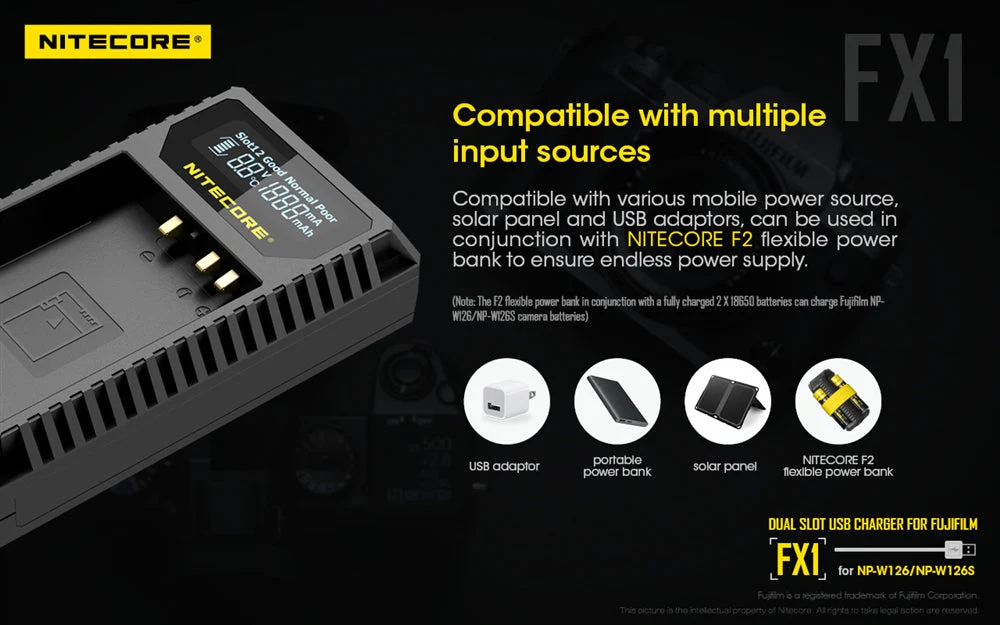 Nitecore FX1 Charger for Fujifilm NP-W126 and NP-W126S Camera Batteries - Image 5