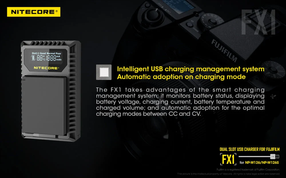 Nitecore FX1 Charger for Fujifilm NP-W126 and NP-W126S Camera Batteries - Image 6
