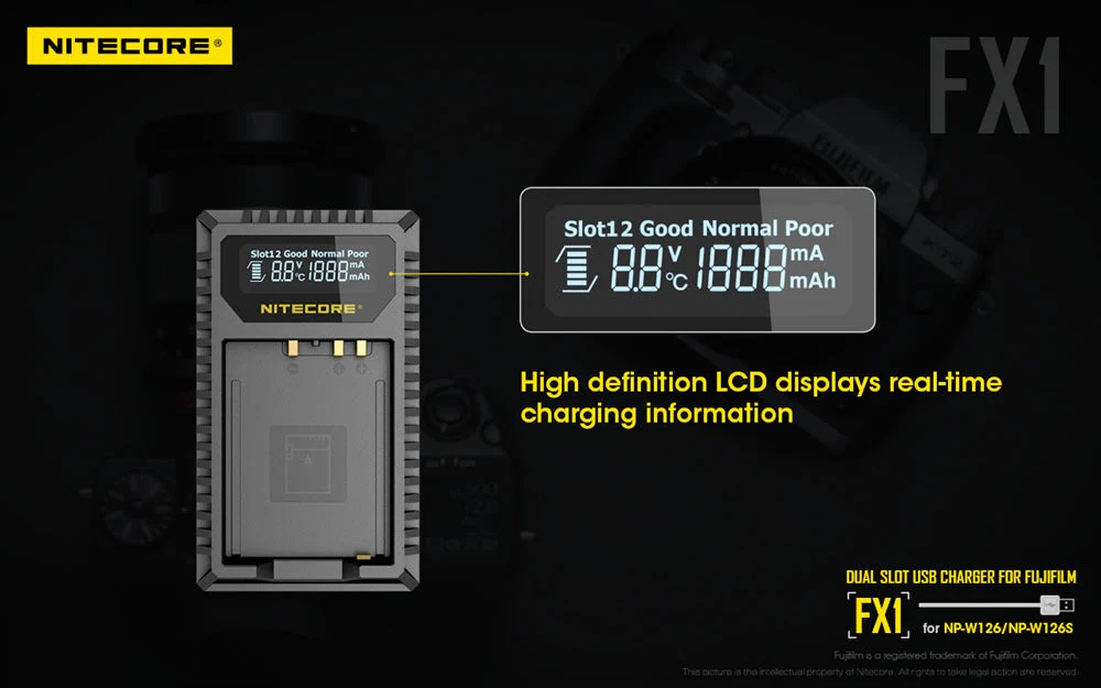 Nitecore FX1 Charger for Fujifilm NP-W126 and NP-W126S Camera Batteries - Image 7