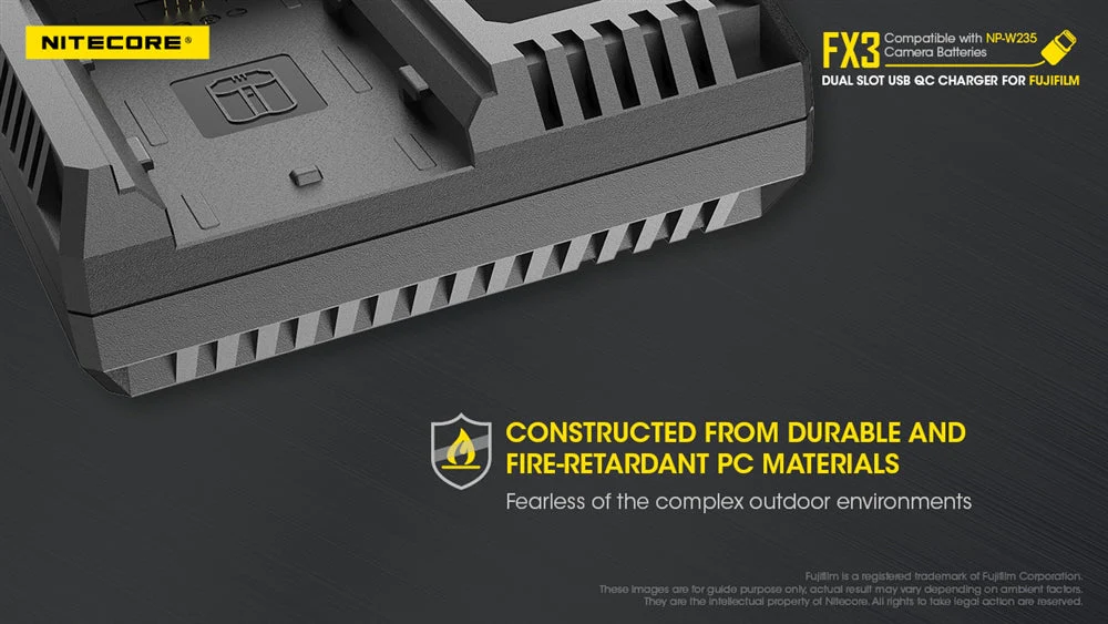 Nitecore FX3 2-Slot USB-C QC Camera Battery Charger for Fujifilm X-T4 - Image 9