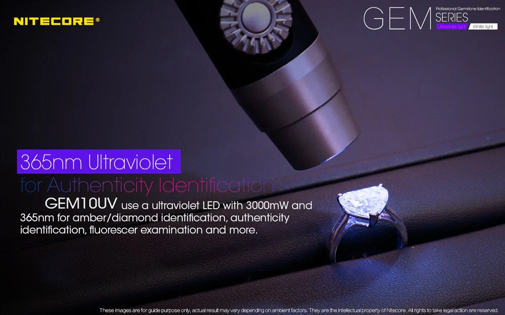 Nitecore GEM10UV UV LED Flashlight, Infinitely Adjustable Brightness for Gem Identification - Image 2