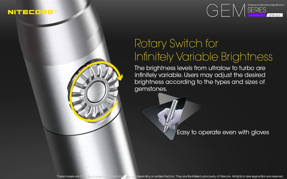 Nitecore GEM10UV UV LED Flashlight, Infinitely Adjustable Brightness for Gem Identification - Image 3