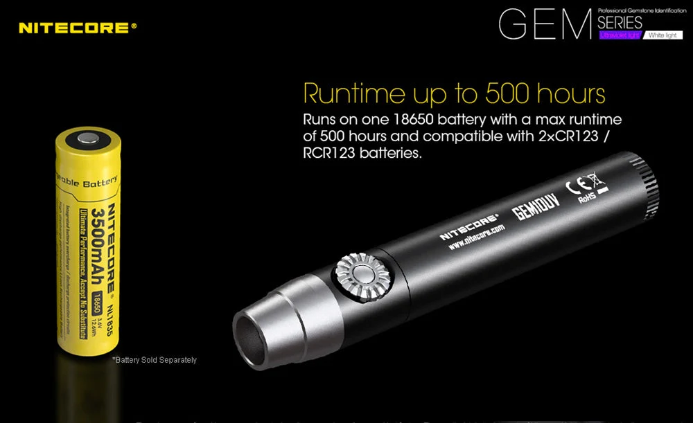 Nitecore GEM10UV UV LED Flashlight, Infinitely Adjustable Brightness for Gem Identification - Image 6