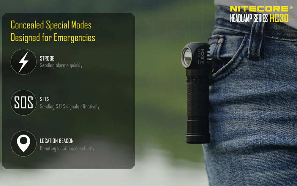 Nitecore HC30 1000 Lumen L-Shaped Headlamp & EDC Flashlight - Image 6
