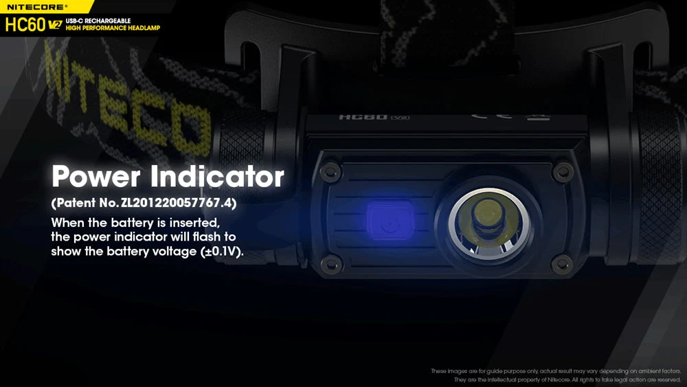 Nitecore HC60 v2 1200 Lumen USB-C Rechargeable Headlamp with 3400mAh 18650 Rechargable Battery (Cool White or Neutral White) - Image 10