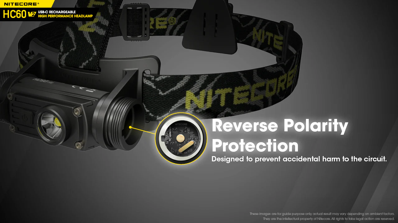 Nitecore HC60 v2 1200 Lumen USB-C Rechargeable Headlamp with 3400mAh 18650 Rechargable Battery (Cool White or Neutral White) - Image 13