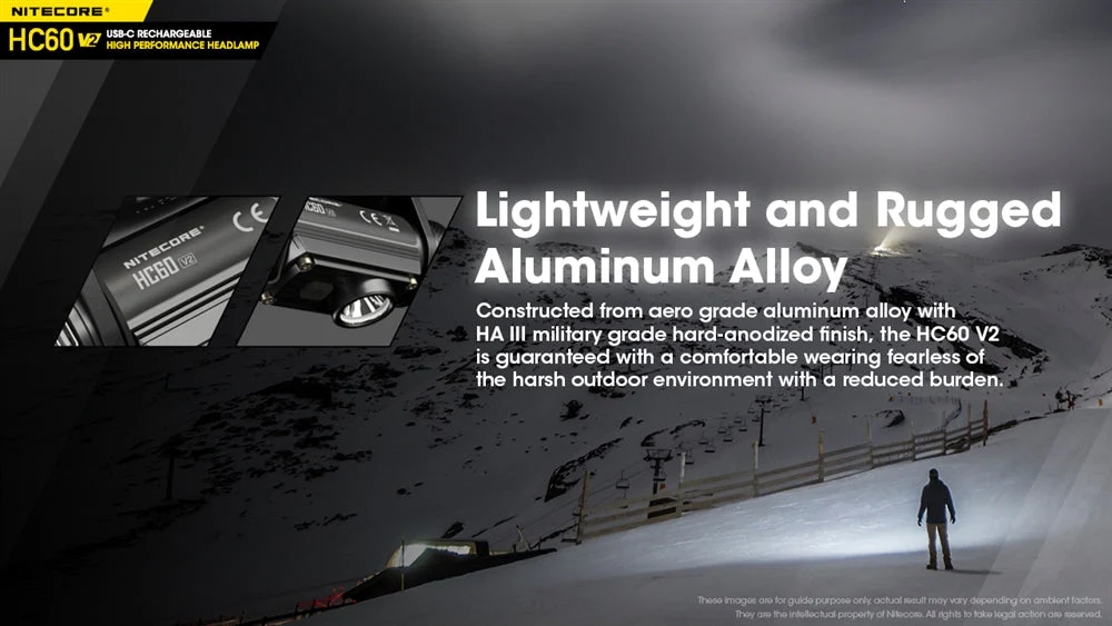 Nitecore HC60 v2 1200 Lumen USB-C Rechargeable Headlamp with 3400mAh 18650 Rechargable Battery (Cool White or Neutral White) - Image 9