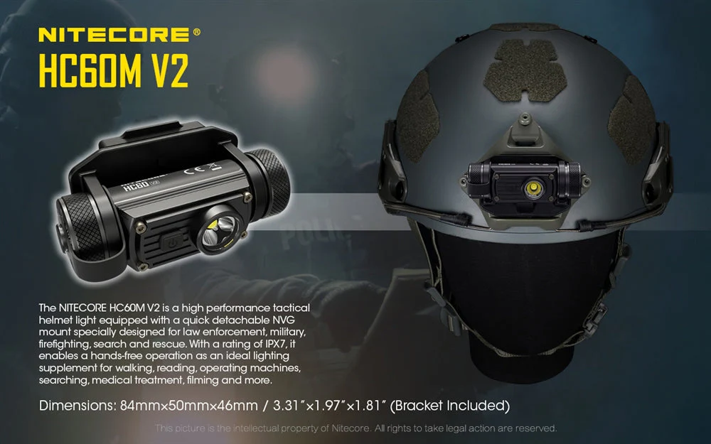 Nitecore HC60M v2 1200 Lumen NVG Helmet Light - Image 3