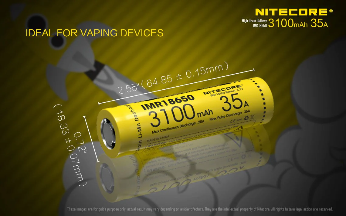Nitecore IMR 3100mAh 2 Pack 35A Flat Top 18650 Batteries for Vaping Devices - Image 5