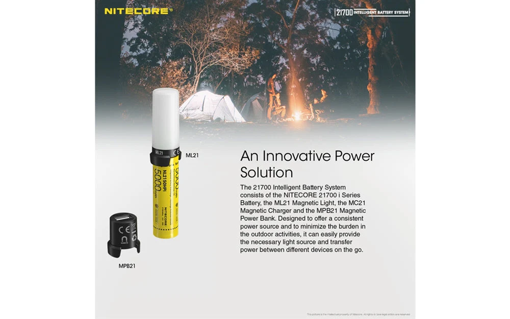 Nitecore Intelligent 21700 Battery System - MPB21 Kit: Lantern, Dual Function Battery Charger - Image 3