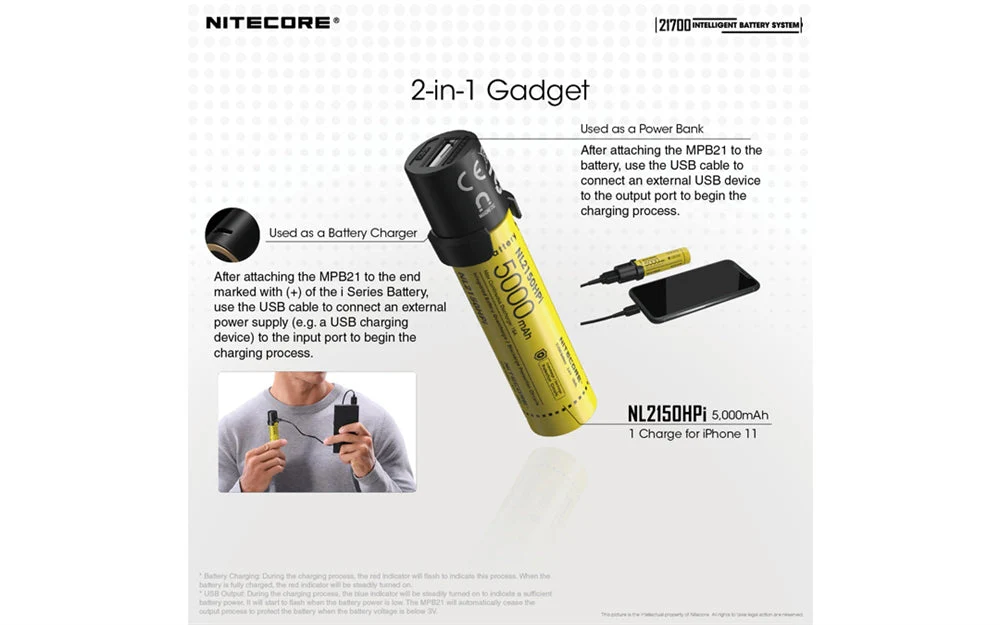 Nitecore Intelligent 21700 Battery System - MPB21 Kit: Lantern, Dual Function Battery Charger - Image 7
