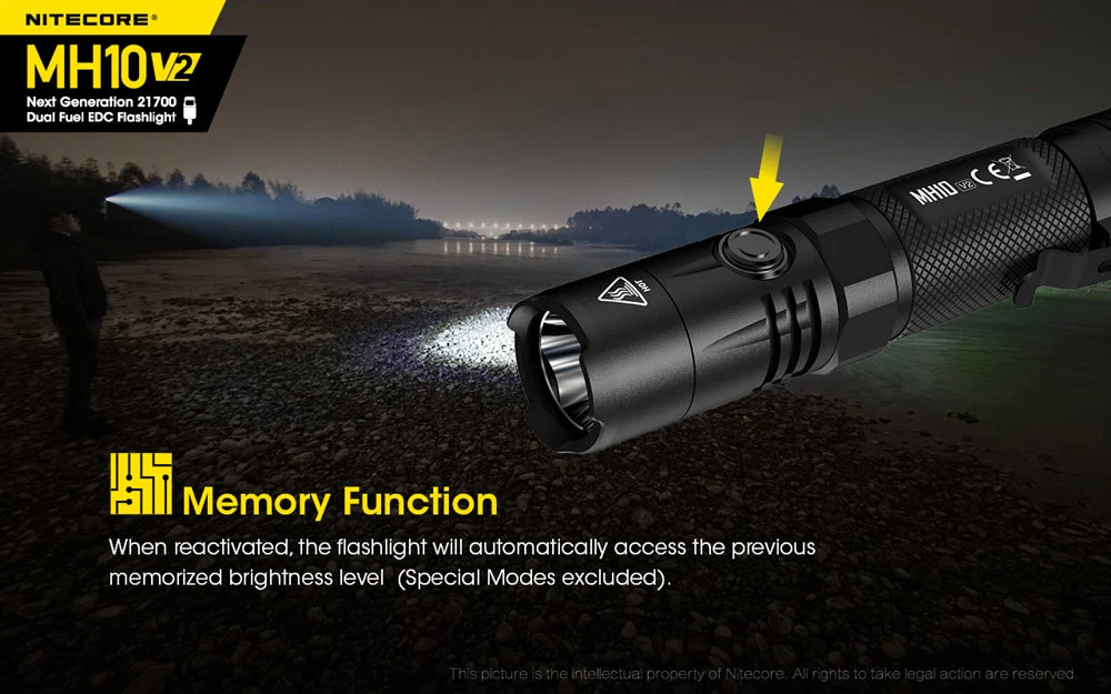 Nitecore MH10 v2 1200 Lumen USB-C Rechargeable Flashlight - Image 10