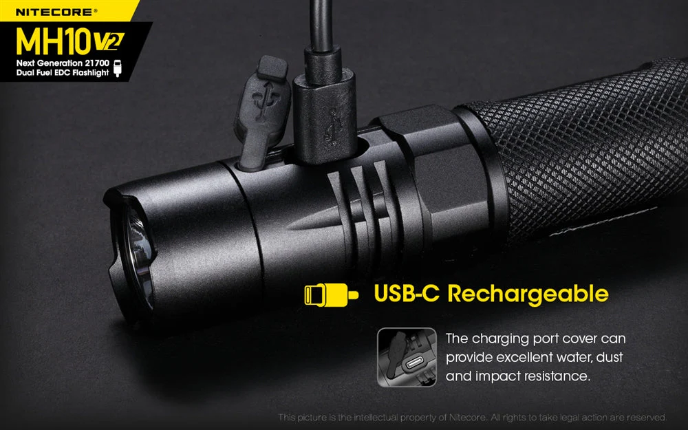 Nitecore MH10 v2 1200 Lumen USB-C Rechargeable Flashlight - Image 3