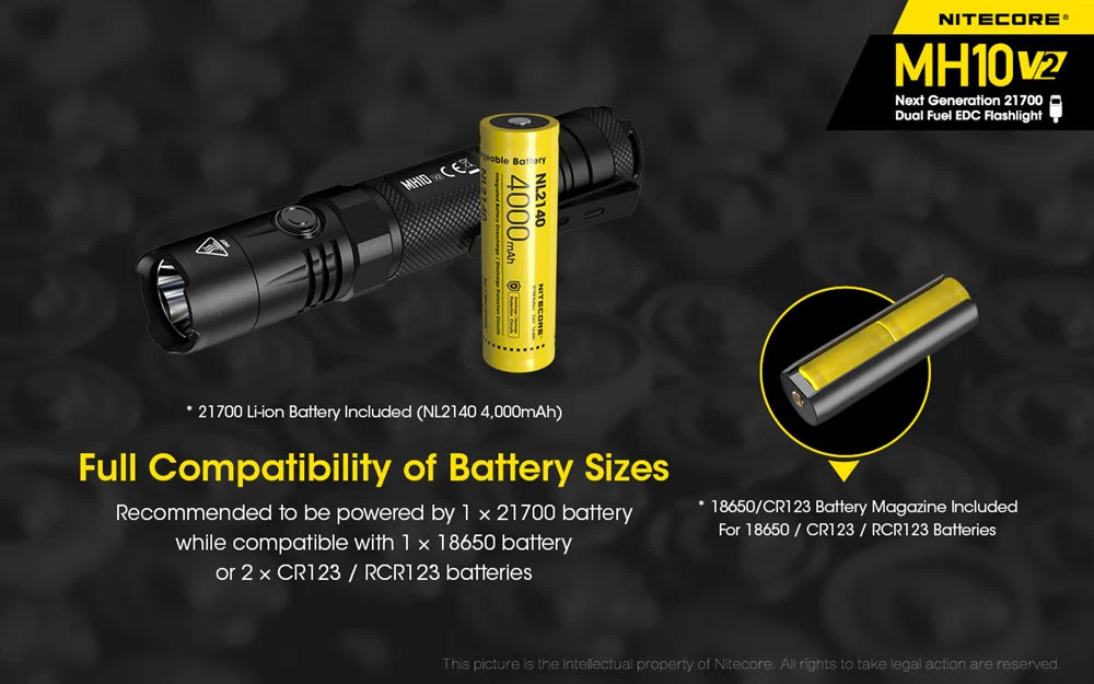 Nitecore MH10 v2 1200 Lumen USB-C Rechargeable Flashlight - Image 5