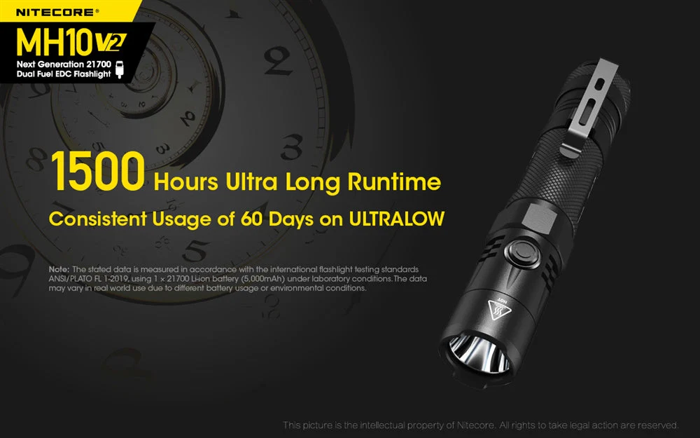 Nitecore MH10 v2 1200 Lumen USB-C Rechargeable Flashlight - Image 6