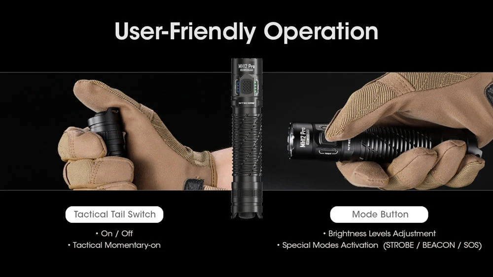 NITECORE MH12 Pro 3300 Lumen USB-C Rechargeable Flashlight - Image 9