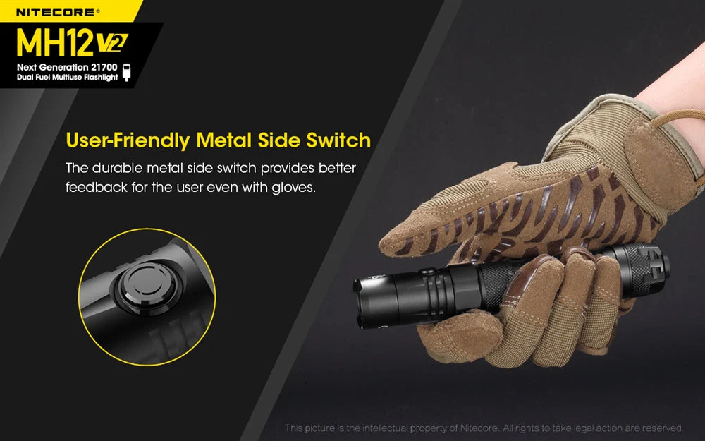 Nitecore MH12 v2 1200 Lumen USB-C Rechargeable Flashlight with 5000mAh Battery - Image 7