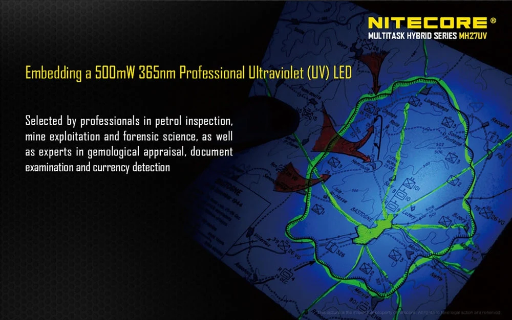 Nitecore MH27UV 1000 Lumen USB Rechargeable UV Flashlight, with Multi-Colored LEDs - Image 4