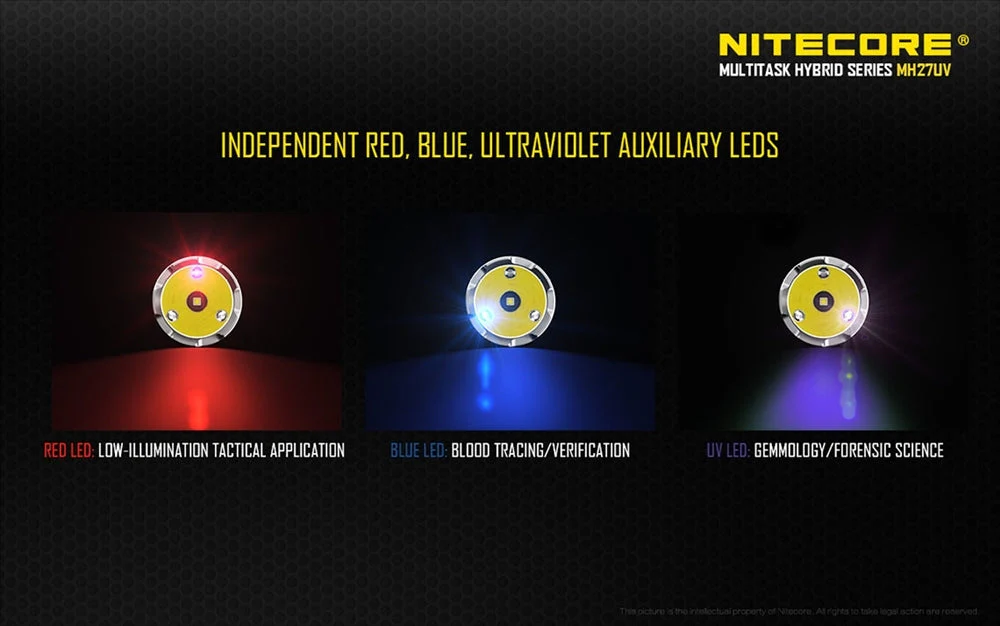 Nitecore MH27UV 1000 Lumen USB Rechargeable UV Flashlight, with Multi-Colored LEDs - Image 5