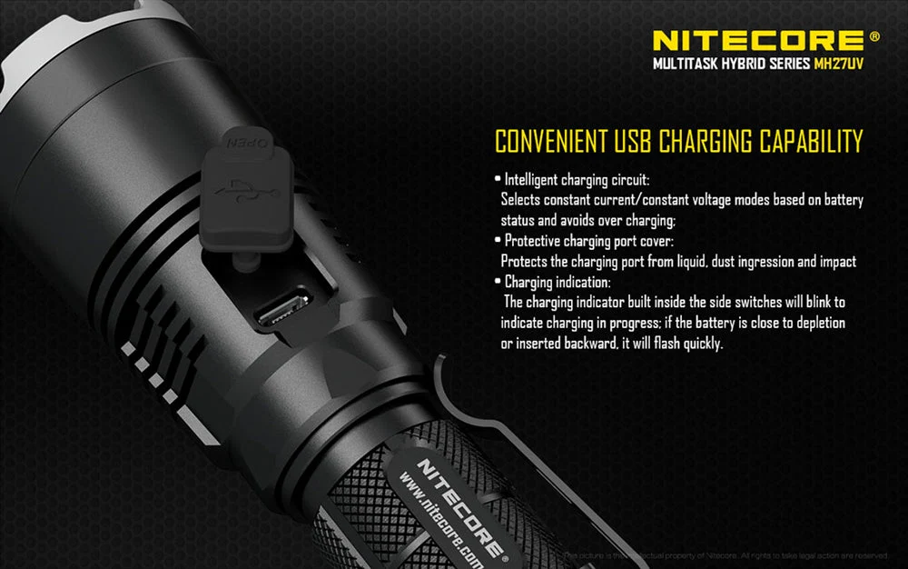 Nitecore MH27UV 1000 Lumen USB Rechargeable UV Flashlight, with Multi-Colored LEDs - Image 8