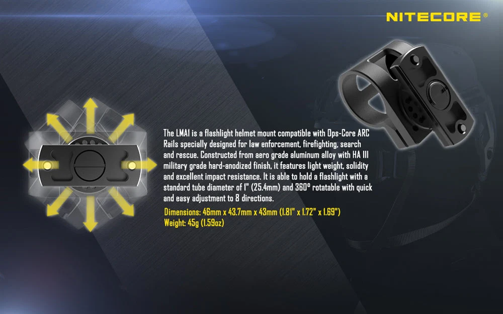Nitecore MT10C 920 Lumen Rotary Rechargeable Helmet Light - Image 8