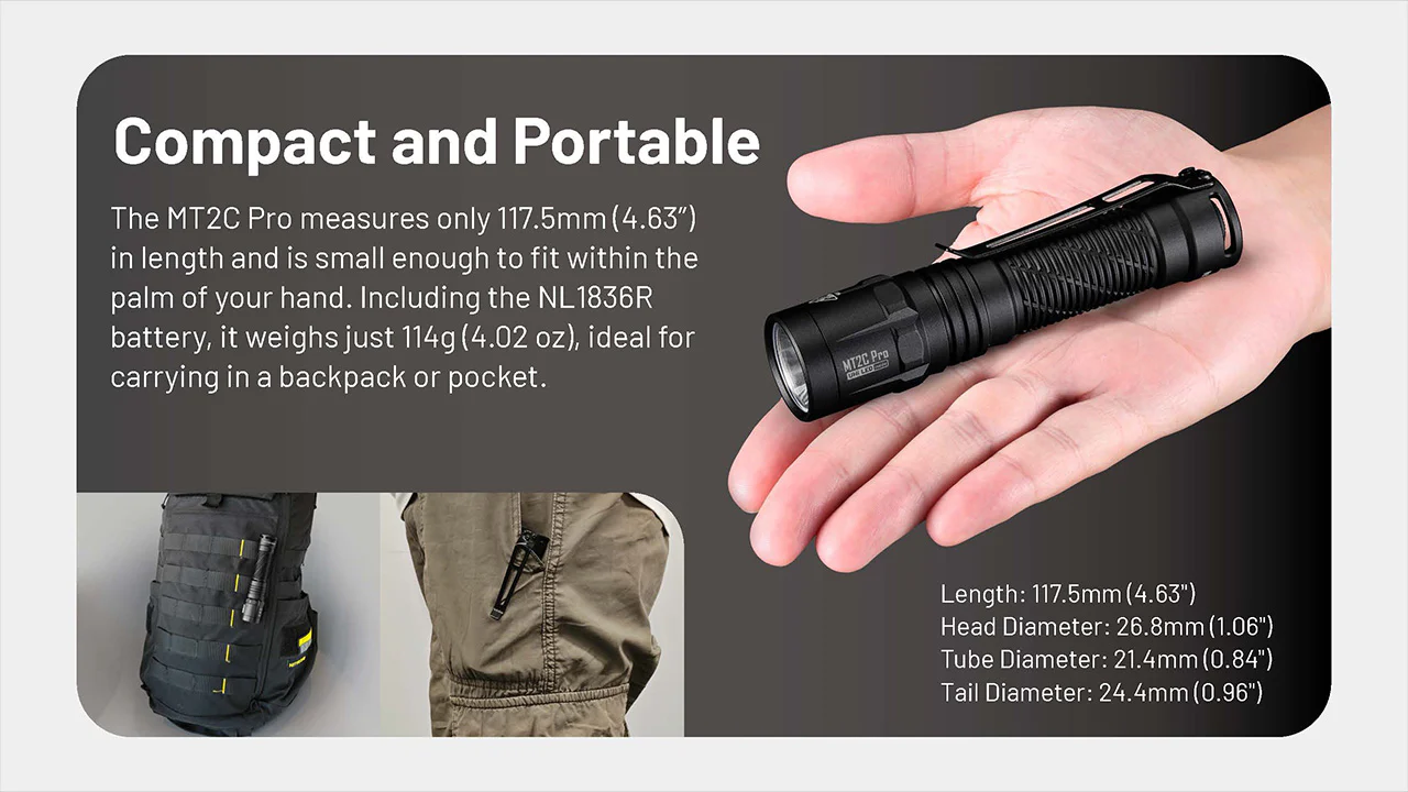 Nitecore MT2C Pro 1800 Lumen Rechargeable EDC Flashlight - Image 9