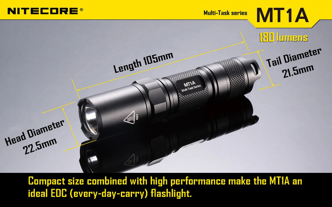 Nitecore MT1A 180 Lumen EDC LED Flashlight, use 1x AA Battery - Image 5