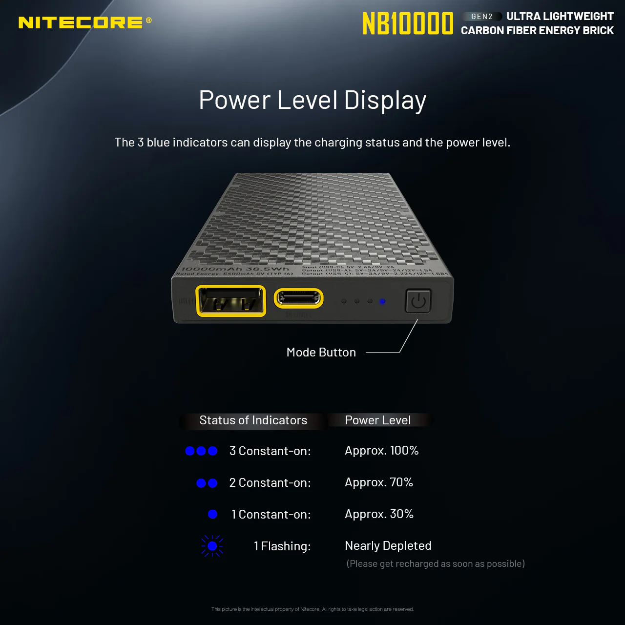 Nitecore NB10000 Gen 2 Quick-Charge USB/USB-C Dual Port 10000mAh Power Bank - Image 10