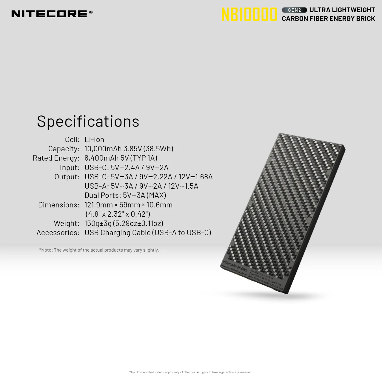 Nitecore NB10000 Gen 2 Quick-Charge USB/USB-C Dual Port 10000mAh Power Bank - Image 12