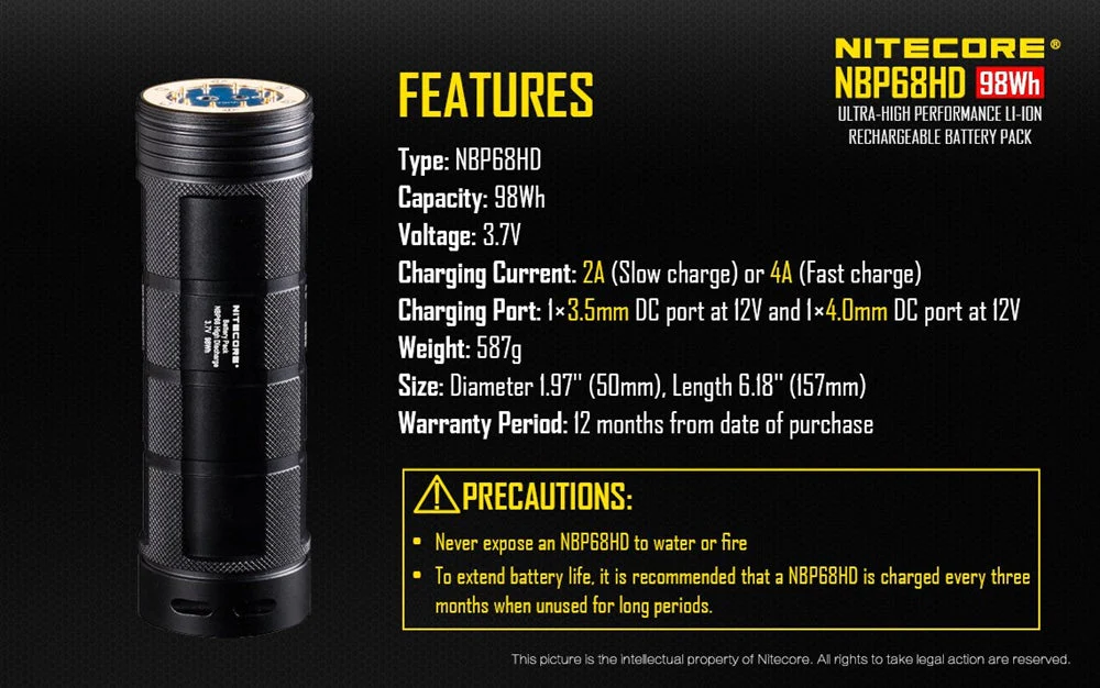 Nitecore NBP68HD Advanced Li-ion Rechargeable Battery Pack for TM28 TM15 TM26 TM36, TM38, TM39 (Upgrade for NBP52 and NBP68) - Image 11