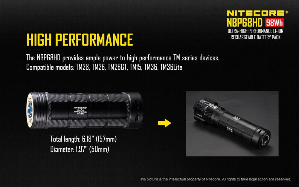 Nitecore NBP68HD Advanced Li-ion Rechargeable Battery Pack for TM28 TM15 TM26 TM36, TM38, TM39 (Upgrade for NBP52 and NBP68) - Image 4