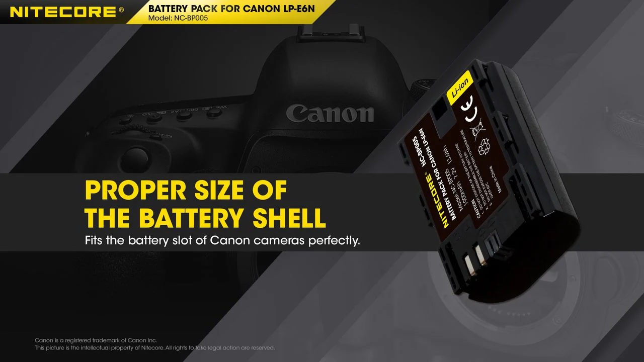 Nitecore NC-BP005 Camera Battery Compatible with Canon LP-E6N - Image 6